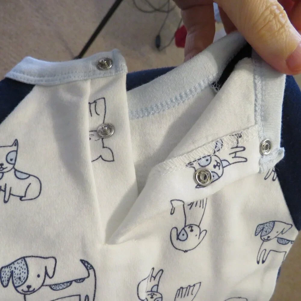 Baby Blue & White Dog Puppy Bodysuit Rene' Rofe' 3-6 mts